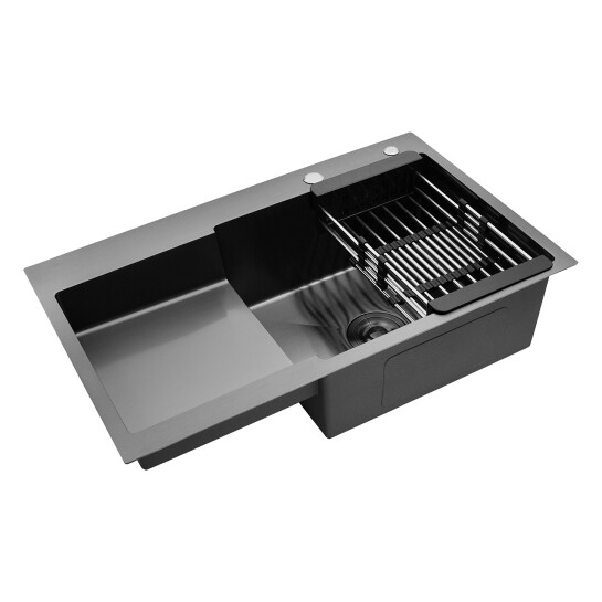 Додаткове фото - Комплект кухонна мийка Kroner Schwarze-7848RHM PVD + змішувач Edelstahl Klassisch-SCH035PVD + дозатор Spender-SCH049