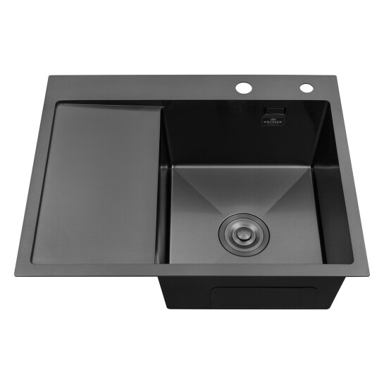 Додаткове фото - Кухонна мийка Kroner KRP Schwarze - 6350RHM PVD (3.0/1.0 мм)