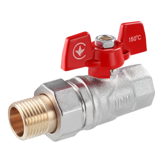 Головне фото - Кран-американка кульовий прямий WaGa 1/2" PN40 метелик, нікельований