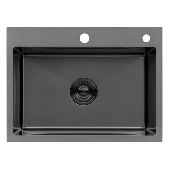 Додаткове фото - Комплект кухонна мийка Kroner Schwarze-5843HM PVD + змішувач Edelstahl Klassisch-SCH035PVD + дозатор Spender-026