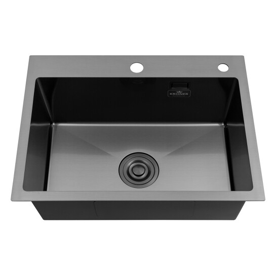 Додаткове фото - Комплект кухонна мийка Kroner Schwarze-5843HM PVD + змішувач Edelstahl Klassisch-SCH035PVD + дозатор Spender-026