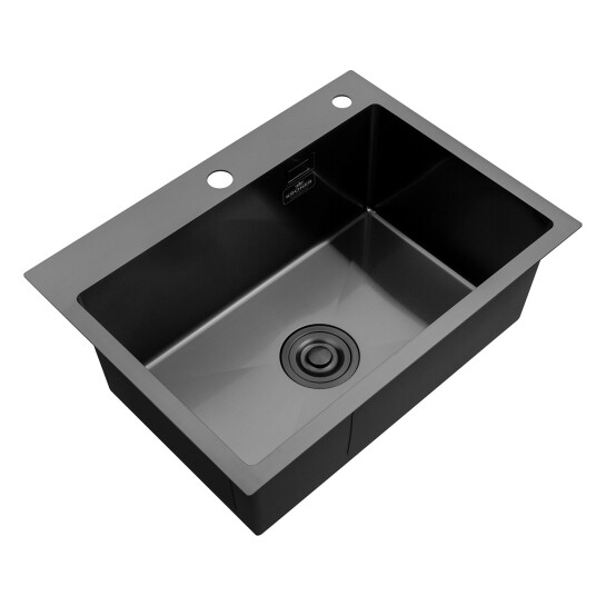 Додаткове фото - Комплект кухонна мийка Kroner Schwarze-5843HM PVD + змішувач Edelstahl Klassisch-SCH035PVD + дозатор Spender-026